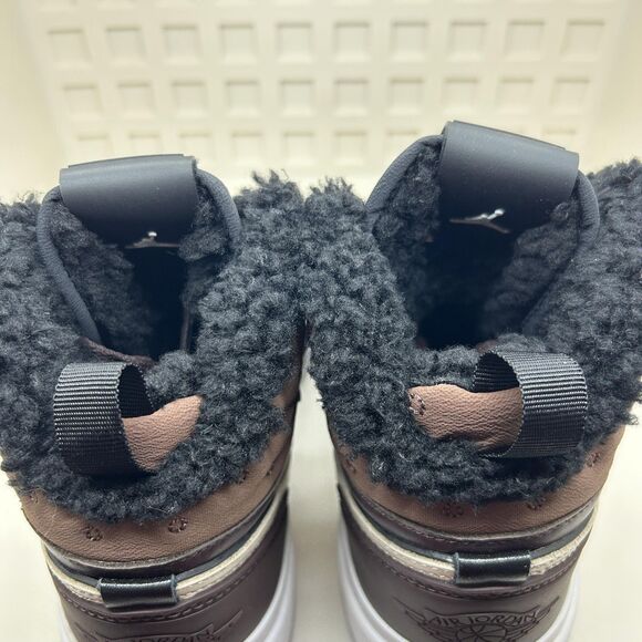 Nike Air Jordan 1 Mid SE Shoes Youth Size 6.5Y Brown Sherpa Fleece DC7723-200 - Picture 6 of 14